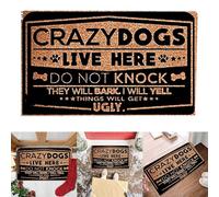 Feizikaw Tapis Salon Paillasson Amusant Crazy Dogs Live Here Do Not Tapis d'entrée antidérapant pour intérieur et extérieur de Porte d'entrée pour la Maison de Bienvenue Pendaison crémaillère