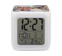 FekiLoot Bear Sakura Réveil avec veilleuse pour chambre à coucher, réveil numérique intelligent, affichage LED, horloge avec 7 lumières d'ambiance colorées, minuterie de sommeil pour les dormeurs