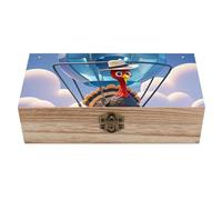 FekiLoot Boîte de rangement en bois pour montgolfière avec couvercle à charnière - Boîte à souvenirs rustique pour travaux manuels, photos, cadeaux, décoration de maison et de bureau
