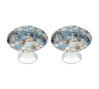 FekiLoot Boutons d'armoire bleus et marrons pour décoration de cuisine, poignées de tiroir décoratives rondes en zinc pour armoires, commode, salle de bain avec vis