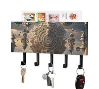 FekiLoot Calendrier Maya End of The World Porte-clés mural adhésif avec 5 crochets en cuir synthétique pour entrée, couloir, salon, bureau