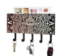 FekiLoot Calendrier Maya End of The World - Support mural en cuir synthétique adhésif avec 5 crochets - Support de rangement pour clés décoratives - Organiseur de courrier - Décoration pour entrée