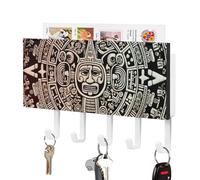 FekiLoot Calendrier maya End of The World - Support mural en cuir synthétique adhésif avec 5 crochets - Support de rangement pour clés décoratives - Organisateur de courrier - Décoration pour entrée