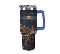 FekiLoot City Seattle Car Cup Bouteille d'eau isotherme en acier inoxydable de grande capacité - Anti-fuite - Double paroi - Pour voyage, extérieur, maison