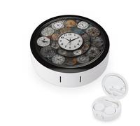 FekiLoot Clock Art Étui à lentilles de contact avec miroir pour lentilles de contact avec miroir