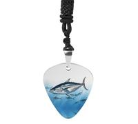 FekiLoot Collier avec pendentif en acier titane pour homme Motif thunnus bleu