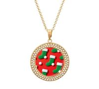 FekiLoot Collier avec pendentif en forme de chaussette rouge et vert pour homme et femme avec image personnalisée avec image avec chaîne de 50 cm, cadeau pour la Saint-Valentin, One Size, Acier titane