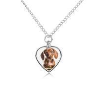 FekiLoot Collier avec pendentif en forme de chien tenant une rose pour cendres en forme de cœur - Bijou commémoratif pour cendres - Pour homme et femme - Pour garder les cendres de vos proches