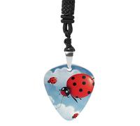 FekiLoot Collier de médiator de guitare en acier titane avec pendentif en forme de coccinelle pour les amateurs de musique rock - Collier personnalisé pour homme et femme