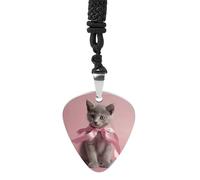 FekiLoot Collier en acier titane avec pendentif en forme de chat sous couverture pour médiator de guitare pour homme et femme avec une corde noire de 61 cm, taille unique, Acier titane