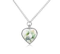 FekiLoot Collier funéraire en forme de colombe avec une fleur pour animal de compagnie, collier personnalisé pour homme, collier urne personnalisé pour les cendres, collier urne en forme de cœur pour