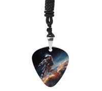 FekiLoot Collier médiator de guitare astronaute de l'espace en acier titane avec pendentif en forme de médiator de guitare rock pour amateurs de musique rock personnalisé pour homme et femme