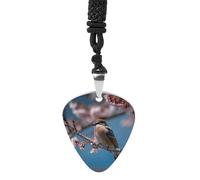 FekiLoot Collier médiator de guitare en acier titane avec pendentif en forme de petit oiseau pour amateurs de musique rock - Collier personnalisé pour homme et femme