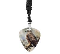 FekiLoot Collier médiator de guitare Hawk In The Tree en acier titane avec pendentif en forme de médiator de guitare rock pour amateurs de musique rock personnalisé pour homme et femme