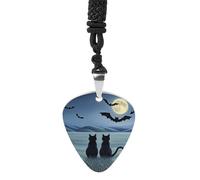 FekiLoot Collier médiator de guitare The Moon at Night en acier titane avec pendentif en forme de médiator de guitare rock pour amateurs de musique rock personnalisé pour homme et femme