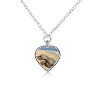 FekiLoot Collier personnalisé avec pendentif en forme de tortues sur la plage pour cendres d'animaux domestiques, cadeau pour perte de chien