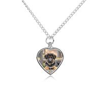 FekiLoot Collier personnalisé pour cendres de chien berger allemand - Urne funéraire pour poils d'animaux de compagnie - Collier souvenir commémoratif - Pendentif en forme de cœur - Cadeau pour perte
