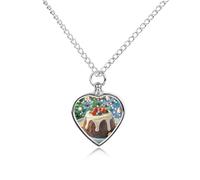 FekiLoot Collier urne de pudding de Noël pour cendres en forme de cœur - Bijou commémoratif - Médaillon souvenir - Bijou souvenir pour femme et homme pour contenir les cendres de vos proches