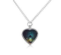 FekiLoot Collier urne en forme de lucioles et lanterne pour cendres, bijou de crémation en forme de cœur pour animal domestique, pendentif urne souvenir pour les amoureux des animaux et cadeaux