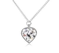 FekiLoot Collier urne grue noir et blanc pour cendres en forme de cœur - Bijou commémoratif - Médaillon souvenir - Bijou souvenir pour homme et femme - Pour garder les cendres de vos proches