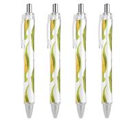 FekiLoot Corn on The Cob Image Lot de 4 stylos à bille rétractables à encre noire à pointe moyenne de 0,5 mm pour écriture lisse avec prise en main super douce - Fournitures de travail mignons pour