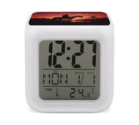 FekiLoot Cowboy West Réveil avec veilleuse pour chambre à coucher, réveil numérique intelligent, affichage LED, horloge avec 7 lumières d'ambiance colorées, minuterie de sommeil pour les dormeurs