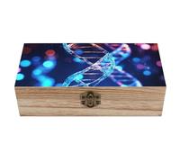 FekiLoot DNA Genetic Helix Boîte de rangement en bois avec couvercle à charnière - Boîte à souvenirs rustique pour travaux manuels, photos, cadeaux, décoration de maison et de bureau
