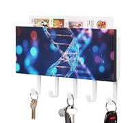 FekiLoot DNA Genetic Helix Porte-clés mural adhésif en cuir synthétique avec 5 crochets pour entrée, couloir, salon, bureau