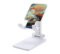 FekiLoot Double support pliable pour téléphone portable, motif dragon chinois, peinture à l'huile, support de téléphone de bureau réglable compatible avec tous les téléphones de 4 à 13 pouces