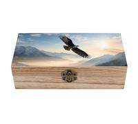 FekiLoot Eagle Mountains Boîte de rangement en bois avec couvercle à charnière - Boîte à souvenirs rustique pour travaux manuels, photos, cadeaux, décoration de maison et de bureau