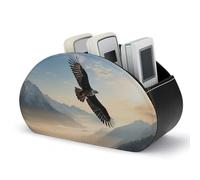 FekiLoot Eagle Mountains Support de télécommande en cuir synthétique avec 5 compartiments de rangement pour table de chevet pour télévision, fournitures de bureau, accessoires multimédias