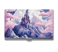 FekiLoot Étui à cartes de visite en métal avec boucle d'arrêt minimaliste en alliage d'aluminium professionnel pour homme et femme Motif nuages sur le château