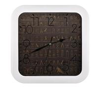 FekiLoot Horloge murale ancienne en forme de hiéroglyphe égyptien, horloge carrée silencieuse, sans tic-tac, horloge moderne pour décoration de la maison et du bureau, 26 cm