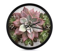 FekiLoot Horloge murale botanique moderne sans tic-tac - Horloge ronde silencieuse - Style simple et élégant - Décoration de salle de bain, salon, cuisine, chambre à coucher, bureau, chambre à coucher