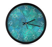 FekiLoot Horloge murale moderne à motif turquoise sans tic-tac - Horloge ronde silencieuse - Style élégant et simple - Décoration de salle de bain, salon, cuisine, chambre à coucher, bureau, chambre à