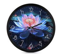FekiLoot Horloge murale moderne en forme de fleur de lotus - Sans tic-tac - Silencieuse - Style élégant et simple - Décoration de salle de bain, salon, cuisine, chambre à coucher, bureau, chambre à