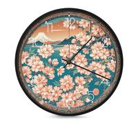 FekiLoot Horloge murale orientale de style ancien de 25,4 cm, silencieuse, sans tic-tac, fonctionne avec piles, horloge murale ronde moderne pour cuisine, maison, bureau, salon, chambre à coucher