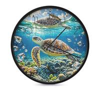 FekiLoot Horloge murale ronde avec peinture de tortues de mer, silencieuse, sans tic-tac, fonctionne à piles, horloge murale moderne décorative pour cuisine, maison, bureau, salon, chambre à coucher