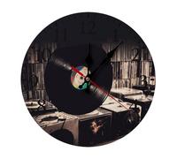 FekiLoot Horloge murale ronde en vinyle pour la maison, horloge murale à piles pour chambre à coucher, horloge silencieuse sans tic-tac 25 x 25 cm avec chiffres arabes pour la cuisine, noir