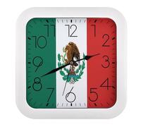 FekiLoot Horloge murale vintage avec drapeau du Mexique - Horloge carrée silencieuse sans tic-tac - Motif personnalisé - Pour décoration de maison et de bureau - 25,4 cm