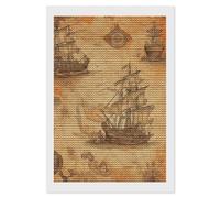 FekiLoot Kit de peinture diamant bateau et boussole pour adultes - Point de diamant pour débutants - Décoration murale - Cadeau - 20,3 x 30,5 cm