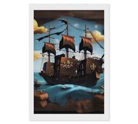 FekiLoot Kit de peinture diamant motif bateau de dessin animé pour adultes - Point de diamant pour débutants - Décoration murale - Cadeau - 20,3 x 30,5 cm