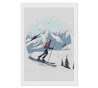FekiLoot Kit de peinture diamant sur le thème du ski pour adultes - Point de diamant pour débutants - Décoration murale - Cadeau - 20,3 x 30,5 cm