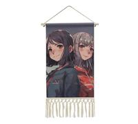 FekiLoot Lot de 2 affiches animées avec pompon en lin et coton à suspendre avec cadre en bois - Impression murale pour bureau, maison, chambre à coucher, salon