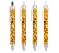 FekiLoot Lot de 4 stylos à bille rétractables à encre noire - Pointe moyenne de 0,5 mm - Motif canard jaune - Stylo d'écriture lisse avec prise en main super douce - Fournitures de travail mignons