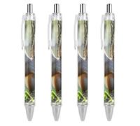 FekiLoot Lot de 4 stylos à bille rétractables à encre noire Squirrel in the Woods - Pointe moyenne de 0,5 mm - Motif d'écriture lisse - Grip super doux - Fournitures de travail mignons pour homme et