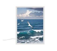 FekiLoot Miroir de courtoisie The Deep Blue Sea avec lumières - Miroir de beauté portable éclairé - Trois modes d'éclairage de couleur - Intensité variable - Éclairage LED - Décoration de bureau pour