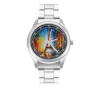 FekiLoot Montre à quartz analogique à quartz pour homme et femme Motif Tour Eiffel de Paris