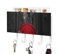 FekiLoot Parapluie rouge dans la rue sombre - Support mural adhésif en cuir synthétique avec 5 crochets - Support de rangement décoratif pour clés, courrier - Décoration pour entrée, couloir, bureau