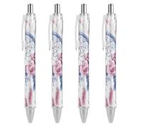 FekiLoot Peach Dream Catcher Lot de 4 stylos à bille rétractables à encre noire à pointe moyenne de 0,5 mm pour écriture lisse avec prise en main super douce - Fournitures de travail mignons pour